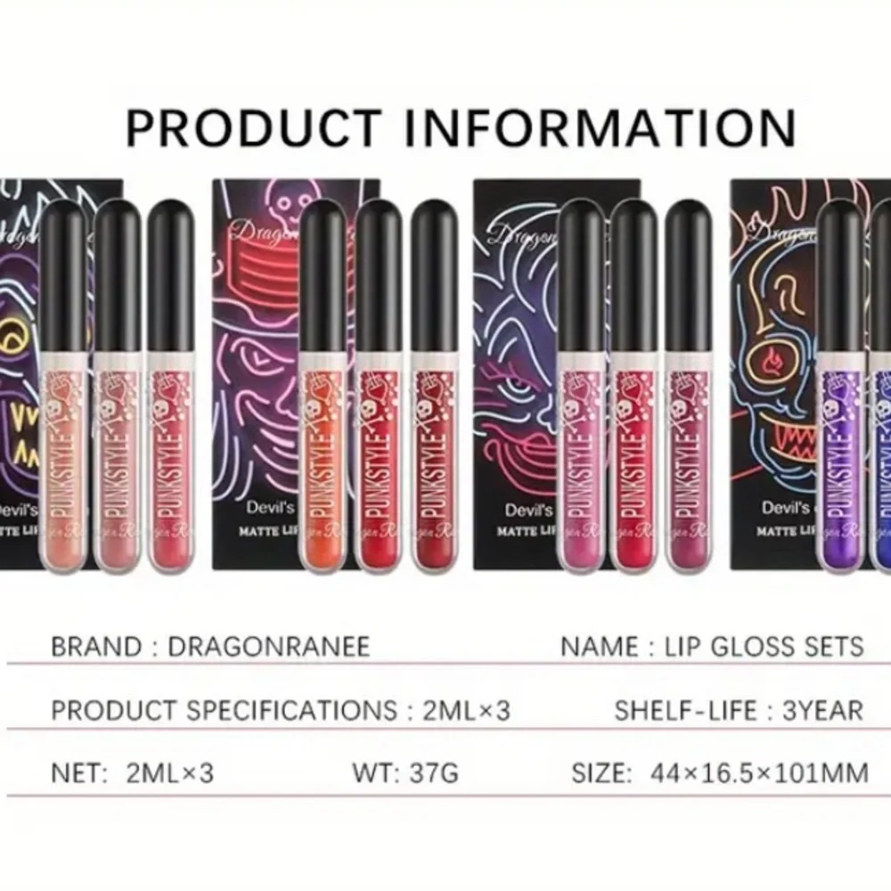 💔SOLD💔DRAGON RANEE Devil’s Dream Glitter Liquid Tinted Lip Gloss Set Purple Blue - Picture 4 of 6
